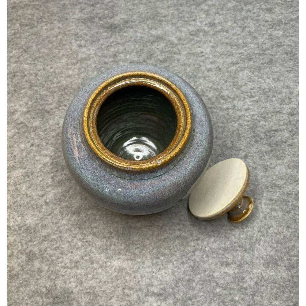 Vintage Studio Pottery Lidded Jar Signed Kaffing 65 Earthy Vase Stoneware Vessel